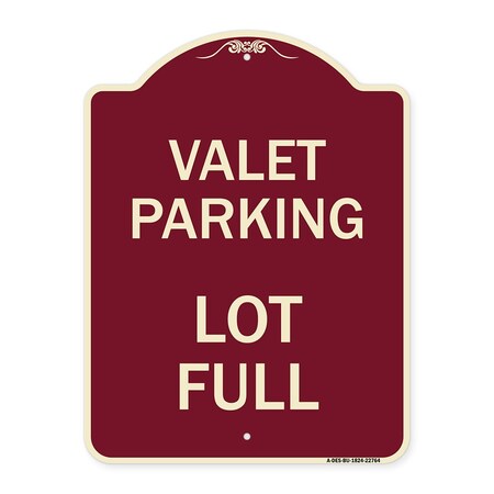 Signmission Valet Parking Lot Full Heavy-Gauge Aluminum Architectural Sign, 24" x 18", BU-1824-22764 A-DES-BU-1824-22764